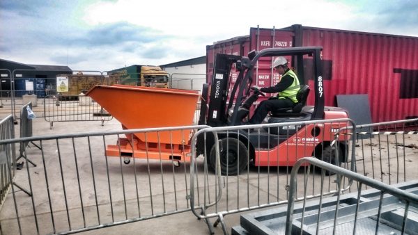 forklift driver training with a bin tipper