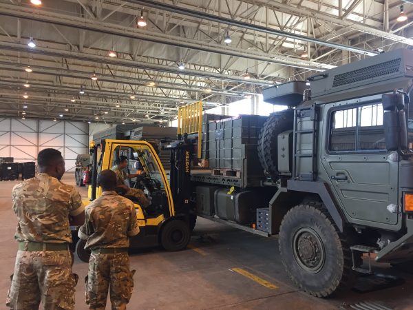 vehicle loading and unloading with a forklift truck 
